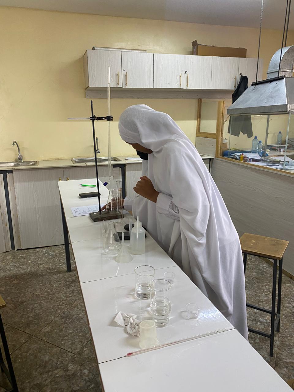 Learner preparing a titration